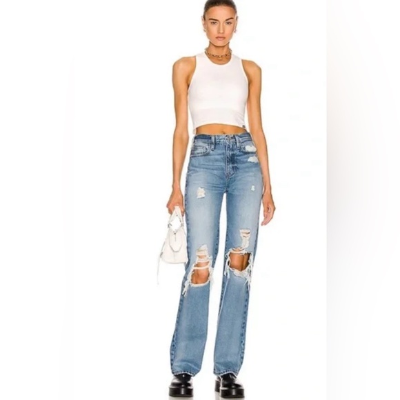Frame Le Jane Distressed Jeans in Size 31  - New With Tags - high rise/straight - Picture 4 of 14